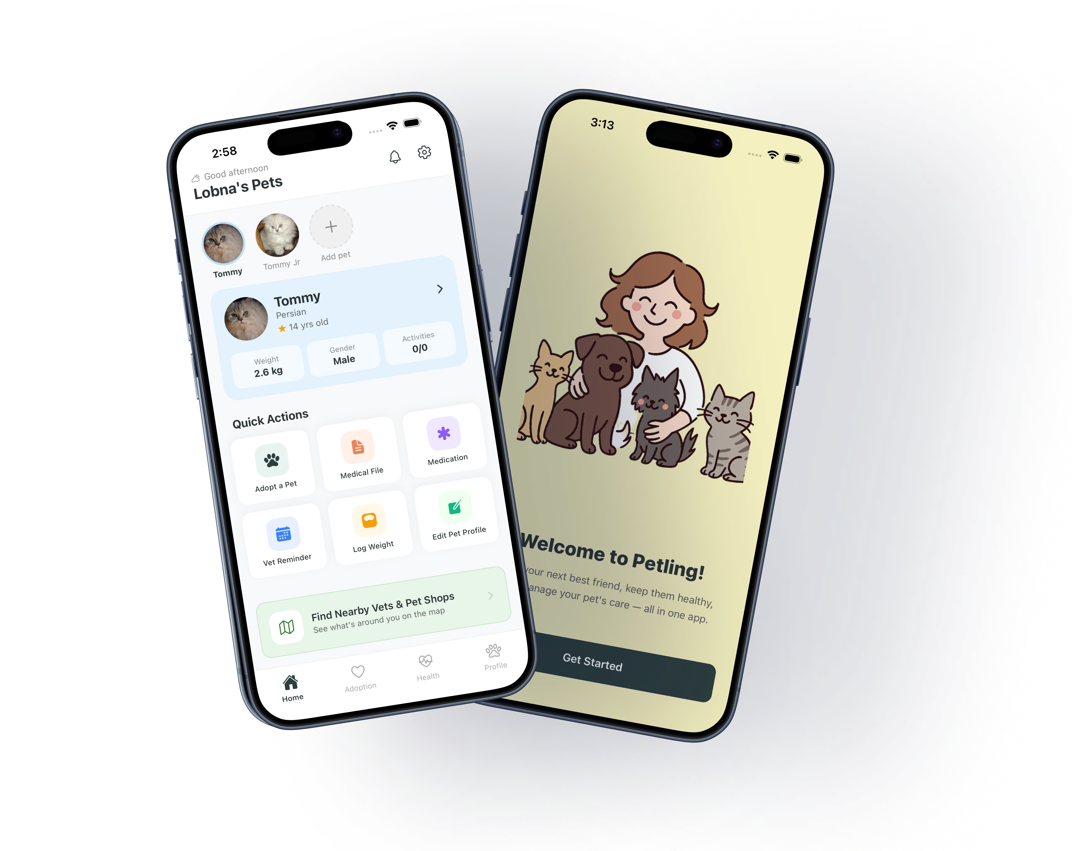 Petling app home screen